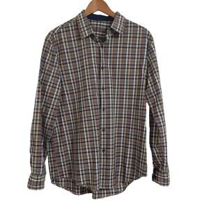 Tasso Elba mens button up shirt size L 16-16.5 plaid